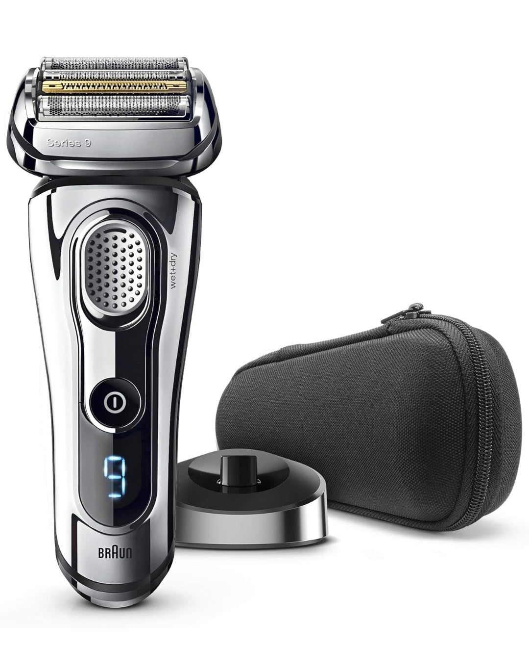 Braun Series 9 9293s - Afeitadora Eléctrica para Hombre con Base de Carga y Funda para Viaje, Color Cromo