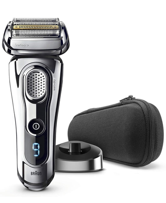 Braun Series 9 9293s - Afeitadora Eléctrica para Hombre con Base de Carga y Funda para Viaje, Color Cromo
